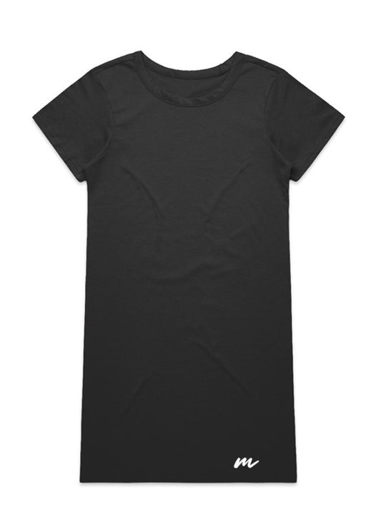 Signature Organic Cotton T-Shirt Dress in Black